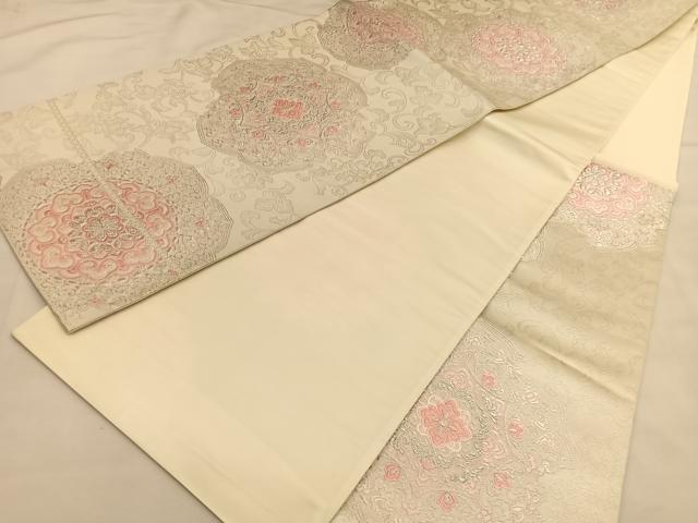 平和屋着物◎六通柄袋帯　唐織　宝相華　銀糸　正絹　逸品　BAAU1312hv