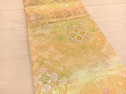 平和屋着物◎六通柄袋帯　花丸文　金銀糸　正絹　逸品　BAAU1323hv