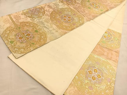 平和屋着物◎六通柄袋帯　花丸文　金銀糸　正絹　逸品　BAAU1323hv