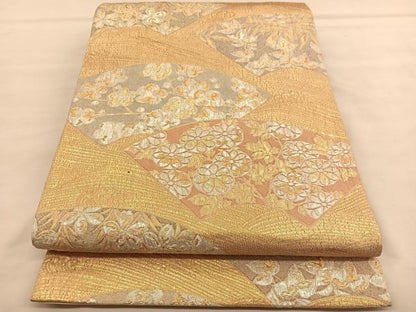 平和屋着物◎六通柄袋帯　地紙花文　ふくれ織　金銀糸　正絹　逸品　BAAU1324hv