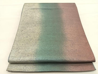 平和屋着物◎全通柄袋帯　紬地　霞文　銀彩　正絹　逸品　BAAU1328hv