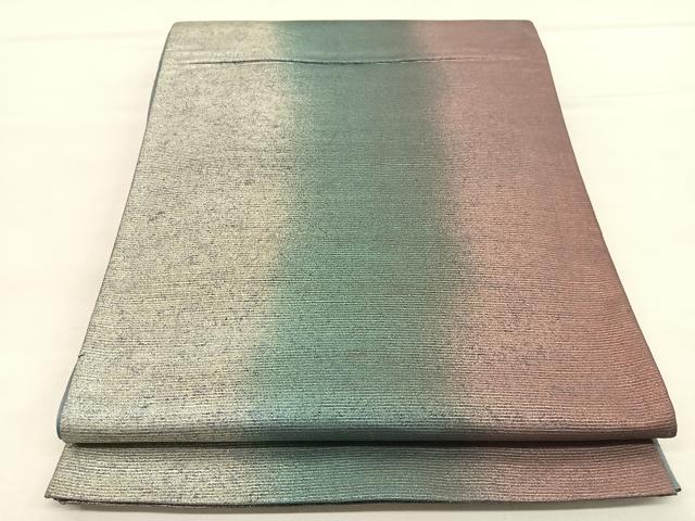 平和屋着物◎全通柄袋帯　紬地　霞文　銀彩　正絹　逸品　BAAU1328hv
