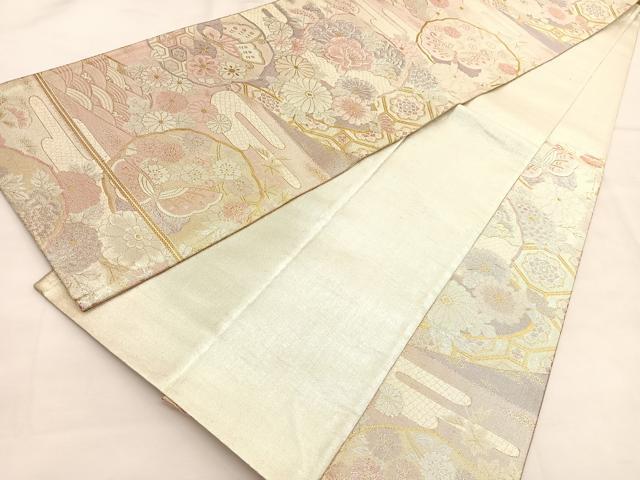平和屋着物◎佐賀錦　六通柄袋帯　花蝶文　金銀糸　正絹　逸品　BAAU1340hv