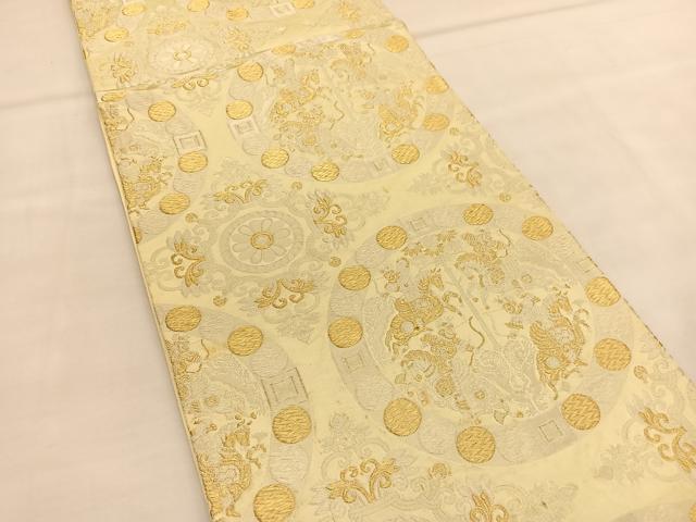 平和屋着物◎六通柄袋帯　こま錦　狩猟丸文　金銀糸　正絹　逸品　BAAU1346hv