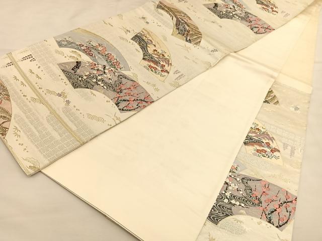 平和屋着物◎六通柄袋帯　唐織　琳派扇面文　九百錦　金銀糸　正絹　逸品　BAAU1355hv
