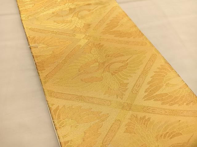 平和屋着物◎六通柄袋帯　双鶴文　金糸　正絹　逸品　BAAU1364hv
