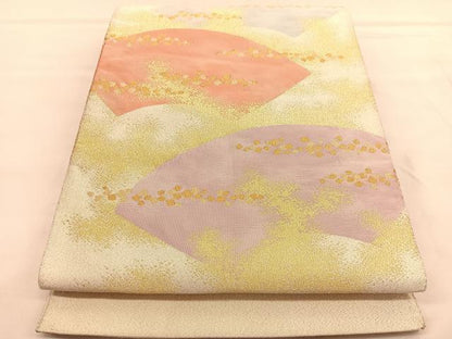平和屋着物◎太鼓柄袋帯　綴れ　地紙箔散らし文様　金糸　正絹　逸品　BAAU1367hv