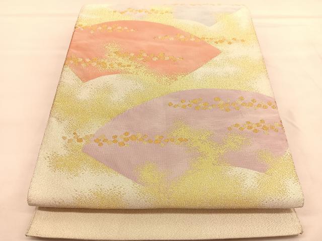 平和屋着物◎太鼓柄袋帯　綴れ　地紙箔散らし文様　金糸　正絹　逸品　BAAU1367hv
