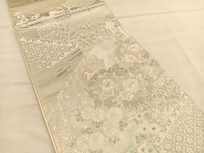 平和屋着物◎六通柄袋帯　唐織　桃山屏風花鳥文　プラチナ箔　正絹　逸品　BAAU1387hv