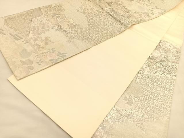 平和屋着物◎六通柄袋帯　唐織　桃山屏風花鳥文　プラチナ箔　正絹　逸品　BAAU1387hv