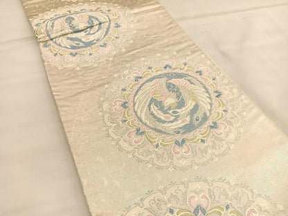 平和屋着物◎六通柄袋帯　唐織　鳳凰花文　金銀糸　正絹　逸品　BAAU1403hv