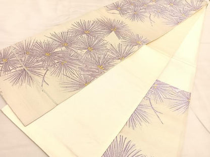 平和屋着物◎六通柄袋帯　唐織　若松葉　金糸　正絹　逸品　BAAU1435hv