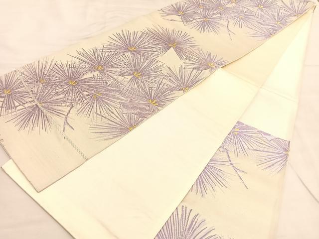 平和屋着物◎六通柄袋帯　唐織　若松葉　金糸　正絹　逸品　BAAU1435hv