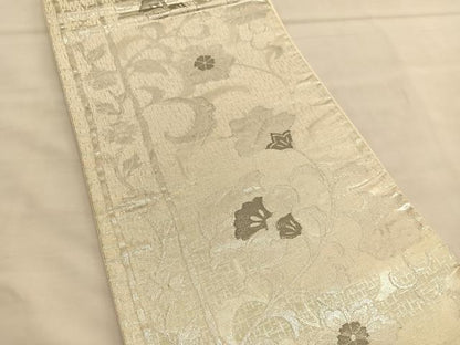 平和屋着物◎六通柄袋帯　更紗花唐草文　銀糸　正絹　逸品　BAAU1440hv