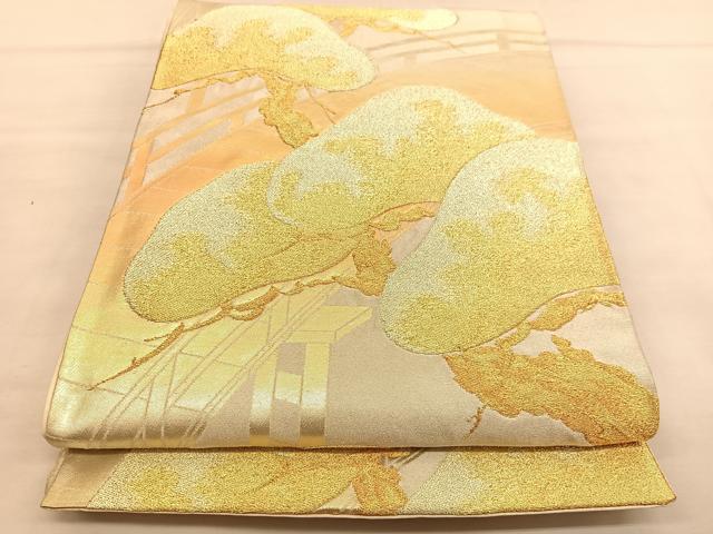 平和屋着物◎六通柄袋帯　渡橋松文　金糸　正絹　逸品　BAAU1471hv
