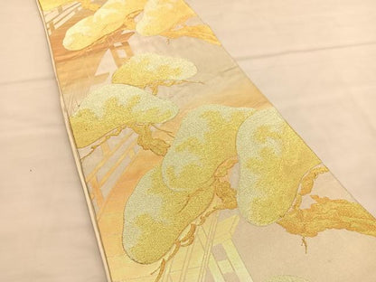 平和屋着物◎六通柄袋帯　渡橋松文　金糸　正絹　逸品　BAAU1471hv
