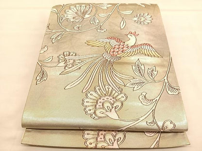 平和屋着物◎六通柄袋帯 唐織 鳳祥唐花文 金糸 正絹 逸品 BAAU1479hv