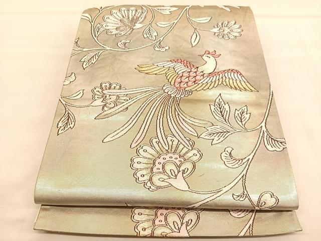 平和屋着物◎六通柄袋帯 唐織 鳳祥唐花文 金糸 正絹 逸品 BAAU1479hv