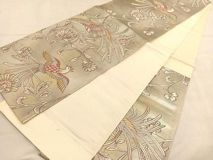 平和屋着物◎六通柄袋帯 唐織 鳳祥唐花文 金糸 正絹 逸品 BAAU1479hv