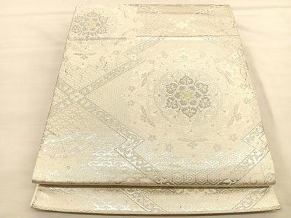 平和屋着物◎六通柄袋帯　唐織　松皮菱宝相華　金銀糸　正絹　逸品　BAAU1484hv