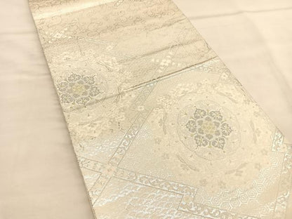 平和屋着物◎六通柄袋帯　唐織　松皮菱宝相華　金銀糸　正絹　逸品　BAAU1484hv