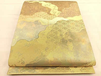 平和屋着物◎六通柄袋帯　道長唐草有職文　金糸　引箔　正絹　逸品　BAAU1492hv
