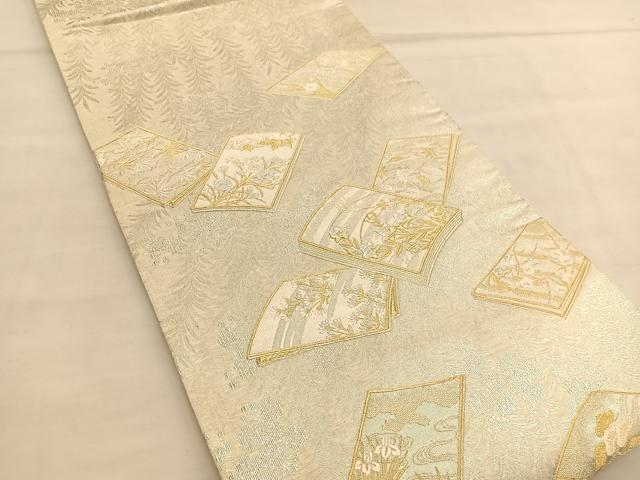 平和屋着物●西陣の名門　加納幸謹製　六通柄袋帯　唐織　冊子春秋花文　華霜箔　正絹　逸品　BAAU1494hv