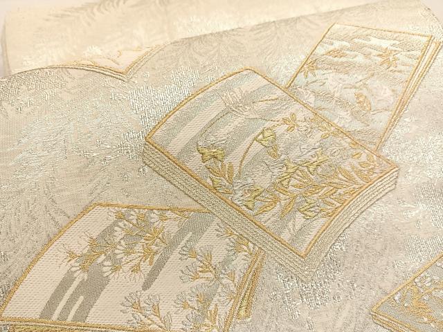 平和屋着物●西陣の名門　加納幸謹製　六通柄袋帯　唐織　冊子春秋花文　華霜箔　正絹　逸品　BAAU1494hv