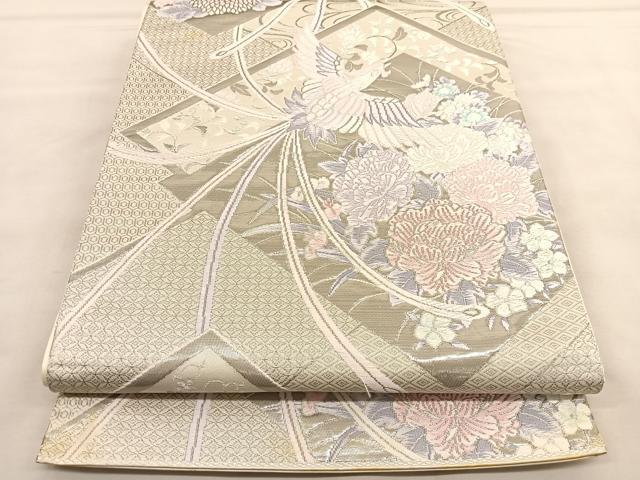 平和屋着物◎六通柄袋帯　唐織　清香鳳凰文　プラチナ箔　正絹　逸品　BAAU1548hv