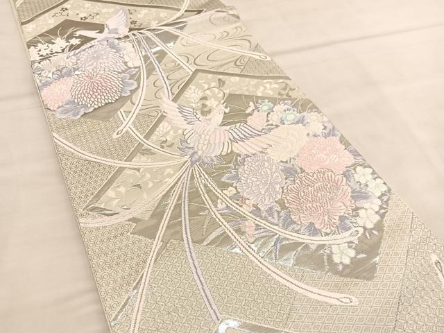 平和屋着物◎六通柄袋帯　唐織　清香鳳凰文　プラチナ箔　正絹　逸品　BAAU1548hv
