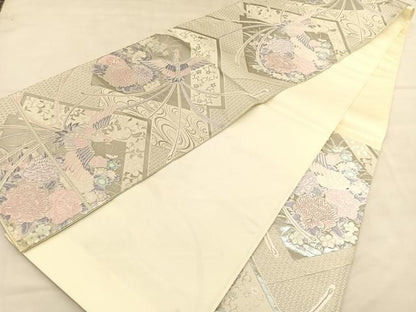 平和屋着物◎六通柄袋帯　唐織　清香鳳凰文　プラチナ箔　正絹　逸品　BAAU1548hv