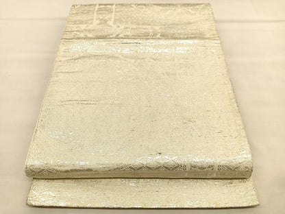 平和屋着物◎六通柄袋帯 鳳凰飾花丸文 銀糸 正絹 逸品 BAAU1550hv