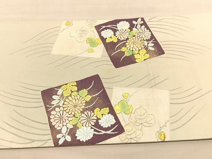 平和屋着物◎六通柄袋帯 駒刺繍 蔦の葉秋草文 金銀彩 引箔 正絹 逸品 BAAU1554hv