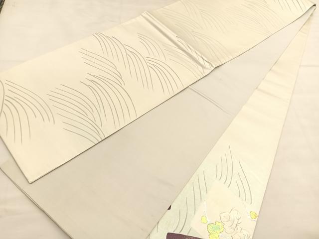 平和屋着物◎六通柄袋帯 駒刺繍 蔦の葉秋草文 金銀彩 引箔 正絹 逸品 BAAU1554hv
