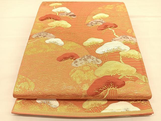 平和屋着物◎六通柄袋帯　唐織　渡橋浜松文　金銀糸　正絹　逸品　BAAU1565hv