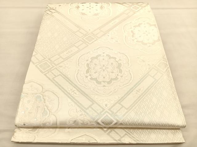 平和屋着物◎六通柄袋帯 唐織 宝相華 銀糸 正絹 逸品 未使用 BAAU1568hv