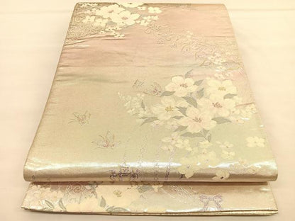 平和屋着物◎六通柄袋帯　唐織　舞蝶飾花文　金銀糸　正絹　逸品　BAAU1570hv