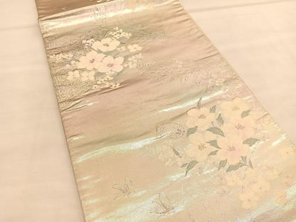 平和屋着物◎六通柄袋帯　唐織　舞蝶飾花文　金銀糸　正絹　逸品　BAAU1570hv