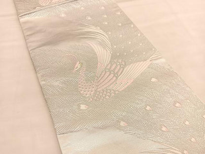 平和屋着物◎六通柄袋帯　唐織　孔雀　金銀糸　正絹　逸品　BAAU1572hv