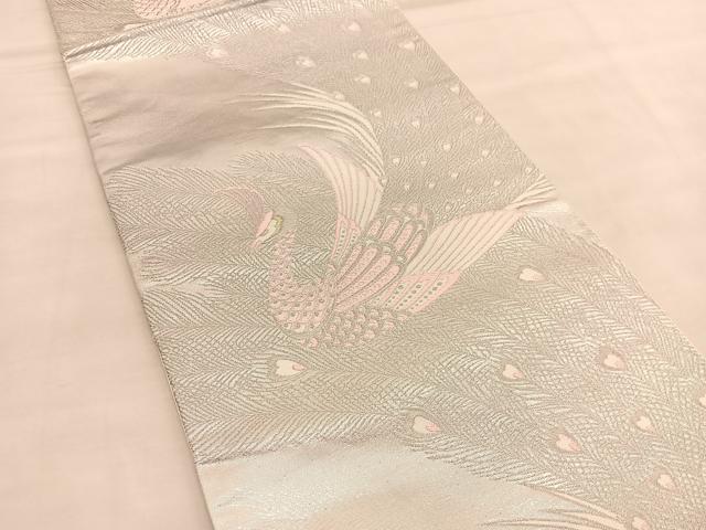 平和屋着物◎六通柄袋帯　唐織　孔雀　金銀糸　正絹　逸品　BAAU1572hv