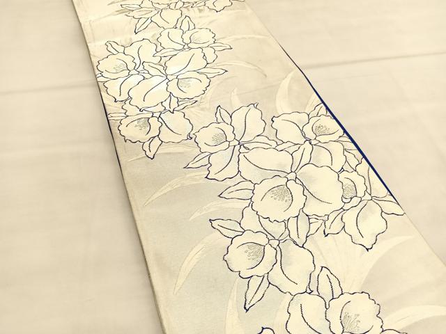 平和屋着物◎六通柄袋帯　唐織　カトレア　銀糸　正絹　逸品　BAAU1610hv