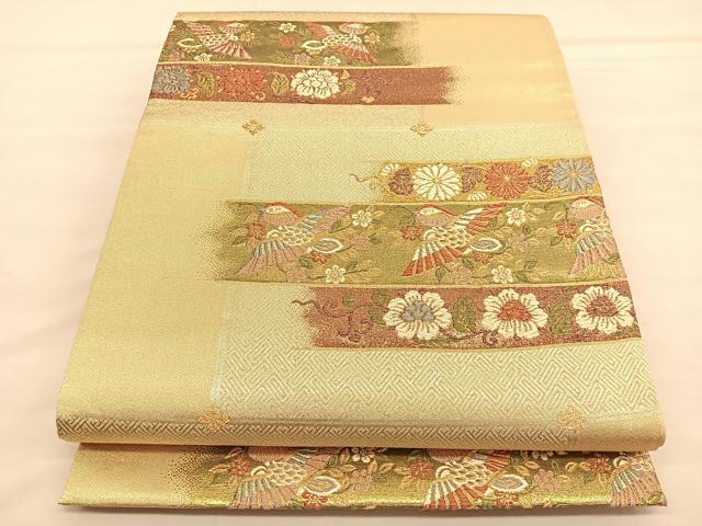 平和屋着物◎六通柄袋帯　正倉鳳花鳥　金糸　正絹　逸品　BAAU1642hv