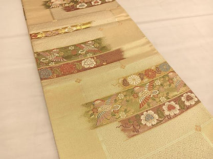 平和屋着物◎六通柄袋帯　正倉鳳花鳥　金糸　正絹　逸品　BAAU1642hv
