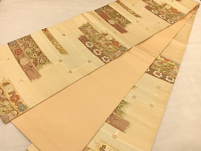 平和屋着物◎六通柄袋帯　正倉鳳花鳥　金糸　正絹　逸品　BAAU1642hv