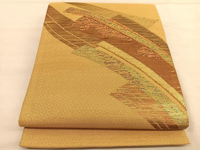 平和屋着物◎西陣　太鼓柄袋帯　手織　熨斗文様　金糸　正絹　逸品　BAAU1880hv