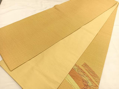 平和屋着物◎西陣　太鼓柄袋帯　手織　熨斗文様　金糸　正絹　逸品　BAAU1880hv