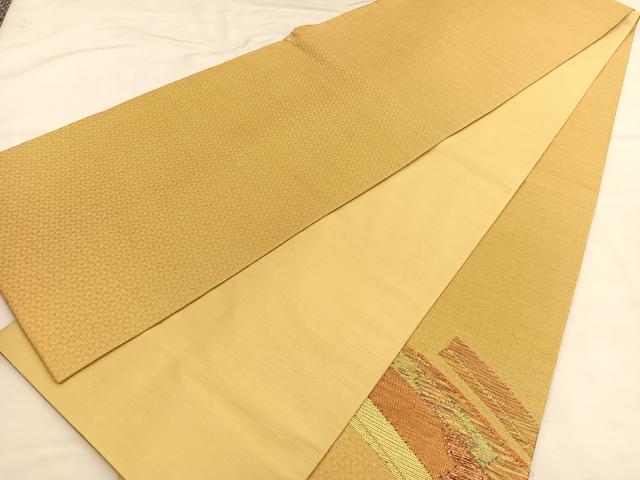 平和屋着物◎西陣　太鼓柄袋帯　手織　熨斗文様　金糸　正絹　逸品　BAAU1880hv