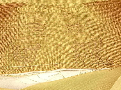 平和屋着物◎西陣　太鼓柄袋帯　手織　熨斗文様　金糸　正絹　逸品　BAAU1880hv