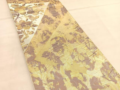 平和屋着物◎六通柄袋帯　ふくれ織　万寿菊　金銀糸　正絹　逸品　BAAU1895hv