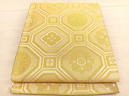 平和屋着物◎全通柄袋帯　蜀江花文　金糸　正絹　逸品　BAAU1897hv